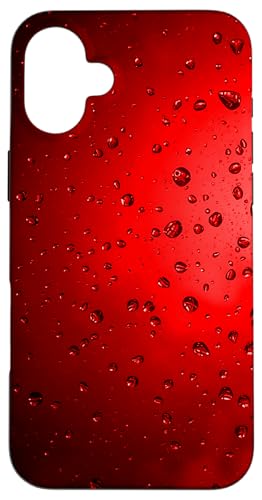 Regentropfen auf rotem Hintergrund Hülle für iPhone 16 Plus Regentropfen auf rotem Hintergrund Hülle für iPhone 16 Plus von Rain Backgrounds