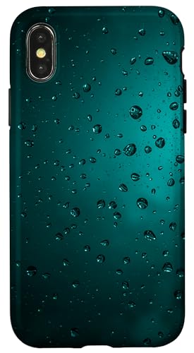 Regentropfen auf türkisfarbenem Hintergrund Hülle für iPhone X/XS von Rain Backgrounds