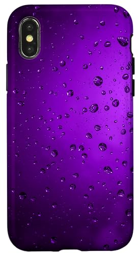 Regentropfen auf violettem Hintergrund Hülle für iPhone X/XS von Rain Backgrounds