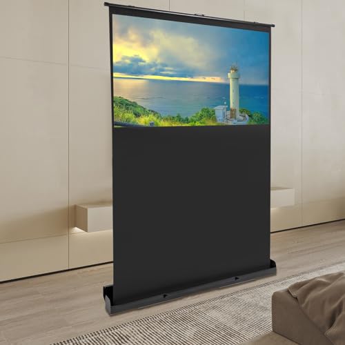 Pull-up Projektionsleinwand Beamer Leinwand 60"/80" 16:9 Blickwinkel: 160° Tragbar Projektion Leinwand unterstützt 4K, 8K Ultra High Definition und aktive 3D/HDR-Unterhaltung (60") von RainWeel