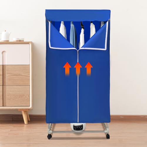Wäschetrockner, tragbare Mini-Trocknermaschine, elektrischer Trockner für Wohnungen Touchscreen-Steuerung der Ein/Aus- und Timer-Funktionen (blau) von RainWeel