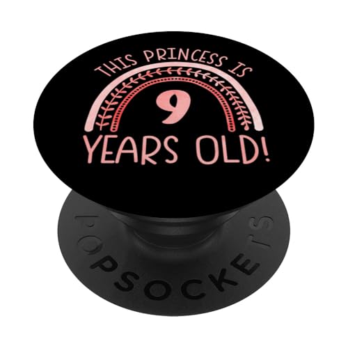 Diese Prinzessin ist 9 Jahre alt! 9. Geburtstag PopSockets Klebender PopGrip von Rainbow Birthday Designs for Girls