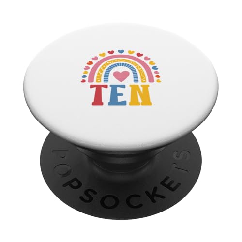 Zehnjähriger zehnter Geburtstag PopSockets Klebender PopGrip von Rainbow Birthday Designs for Girls