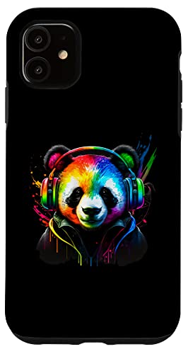 Hülle für iPhone 11 Rainbow DJ Panda Kopfhörer Musik von Rainbow DJ Panda Headphones Music Co