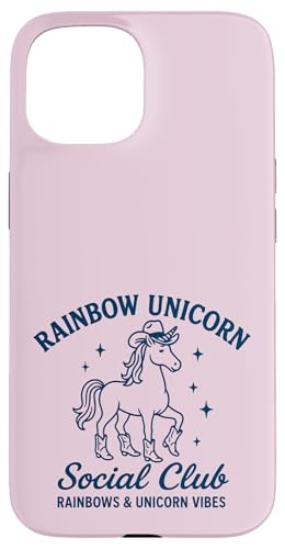 Western Rainbow Cowgirl Einhorn Social Club Hülle für iPhone 15 von Rainbow Unicorn Social Club