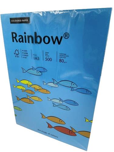 Rainbow 88042764 Farbiges Druckerpapier DIN A3 80 g/m² 500 Blatt Blau von Rainbow