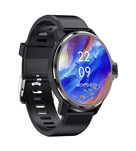 Rainbuvvy DM30 4G Smart Watch Dual System 4.1 cm IPS Großbildschirm 5.0MP Dual-Kamera Android 9.1 Smartwatch 1050mAh WiFi GPS Face ID Pulsmesser Uhr (4GB + 64GB, schwarzes Gummiband) von Rainbuvvy
