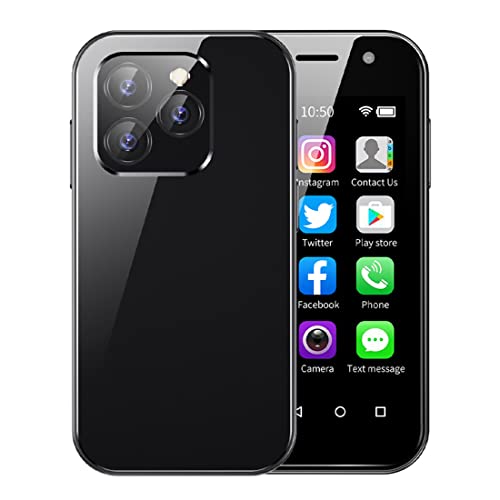 Pocket Mini Smartphone 4G Android Kleines Mobiltelefon 3-Zoll-Display 2GB/3GB RAM 16GB/32GB/64GB ROM Dual SIM Face ID GPS Kamera Google Play Store für Kinder Senioren Business (schwarz 2+16GB) von Rainbuvvy