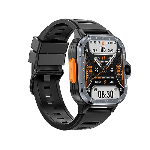 Rainbuvvy 4G LTE Smart Watch 5,2 cm IPS Großbildschirm SP9832E 4 GB + 64 GB 8,0 MP Dual-Kamera Android 8.1 Smartwatch USB Dateiübertragung WiFi GPS Fitness Uhr Herren (Schwarz, 2 GB + 16 GB) von Rainbuvvy