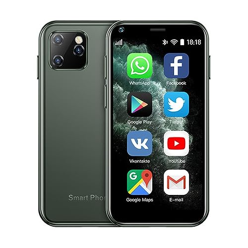 Rainbuvvy XS11 Mini-3G-Handy, kleines Smartphone, 6,3 cm (2,5 Zoll) Android 6.0, 1 GB RAM 8 GB ROM Quad-Core Dual-SIM 1000 mAh mit 3D-Glas schlankes Gehäuse HD-Kamera WLAN Google Play (Grün) von Rainbuvvy