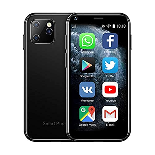 Rainbuvvy XS11 Mini-3G-Handy, kleines Smartphone, 6,3 cm (2,5 Zoll) Android 6.0, 1 GB RAM 8 GB ROM Quad-Core Dual-SIM 1000 mAh mit 3D-Glas schlankes Gehäuse HD-Kamera WLAN Google Play (Schwarz) von Rainbuvvy
