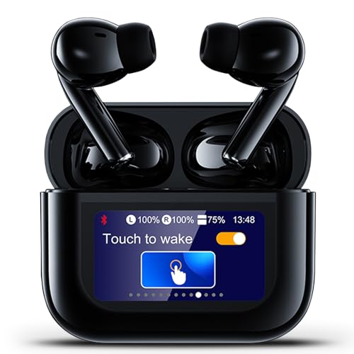 Rainpal ANC Kabellose In-Ear-Kopfhörer Bluetooth 5.4 mit Touchscreen, Aktive Geräuschunterdrückung, Hi-Fi Stereo, Multifunktionale Smart-Ohrhörer für iOS/Android (Schwarz) von Rainpal