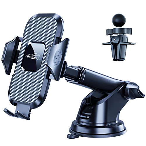 Rainway Handyhalterung Auto Saugnapf & Lüftung 3 in 1, Handy Halterung Auto Zubehör mit Universal Clip, 360° Drehung Handyhalter Auto Handyhalterung KFZ Kompatibel mit iPhone Samsung USW von Rainway