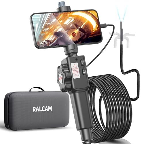 Ralcam Endoskopkamera mit Licht Camera - Inspektionskamera 8.5mm HD1080P Industrial Endoscope mit 8 Adjustable LED Digitales Endoskop 3M Halbstarre Kabel, für Android und IOS Smartphone von Ralcam
