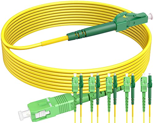 RamboCables (1m 5pack) LWL Glasfaser-Kabel SC/APC auf LC/APC, OS2 Singlemode Patchkabel 9/125μm LSZH, FTTH Lichtwellenleiter Gelb von RamboCables