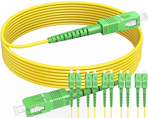 RamboCables (2m 5pack) LWL Glasfaser-Kabel SC/APC auf SC/APC, OS2 Singlemode Patchkabel 9/125μm LSZH, FTTH Lichtwellenleiter Gelb von RamboCables
