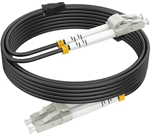 RamboCables 100m Gepanzerte Glasfaser-Kabel OM3 LC auf LC Duplex Multimode, LWL-Kabel für den Innen- und Außenbereich, 10GB 50/125um LSZH OD 3,0mm Schwarz von RamboCables