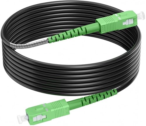 RamboCables 20M Gepanzerte Glasfaser-Kabel SC/APC auf SC/APC, Simplex Singlemode Gepanzerte Glasfaserkabel SC/APC auf SC/APC, 9/125µm OS2 FTTH LWL Patchkabel für den Innen- und Außenbereich, Schwarz von RamboCables