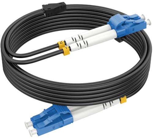 RamboCables 25m Gepanzerte Glasfaser-Kabel OS2 LC auf LC Duplex Singlemode, LWL-Kabel für den Innen- und Außenbereich, 10GB 9/125um LSZH OD 3,0mm Schwarz von RamboCables