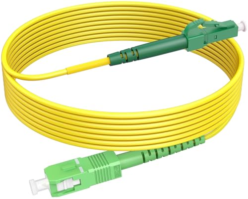 RamboCables Simplex LWL Patchkabel SM OS2 LC/APC- SC/APC, Singlemode 9/125 µm LSZH, LWL Glasfaser-Kabel für FTTH Gelb 5m von RamboCables