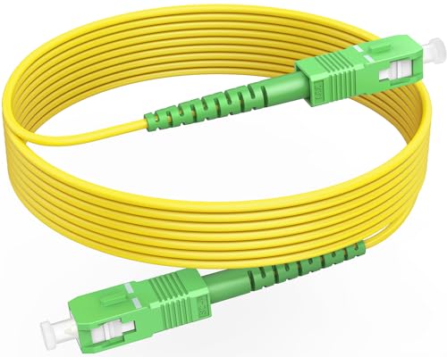 RamboCables Simplex LWL Patchkabel SM OS2 SC/APC- SC/APC, Singlemode 9/125 µm LSZH, LWL Glasfaser-Kabel für FTTH Gelb 5m von RamboCables