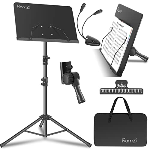 Ramzi Notenständer für Notenblätter, 12,7 cm (5 Zoll) 1, Dual-Use Desktop-Buchständer, Notenständer, Licht, Tragetasche, Notenklammer Ramzi Notenständer für Notenblätter, 12,7 cm (5 Zoll) 1, Dual-Use Desktop-Buchständer, Notenständer, Licht, Tragetasche, Notenklammer von Ramzi