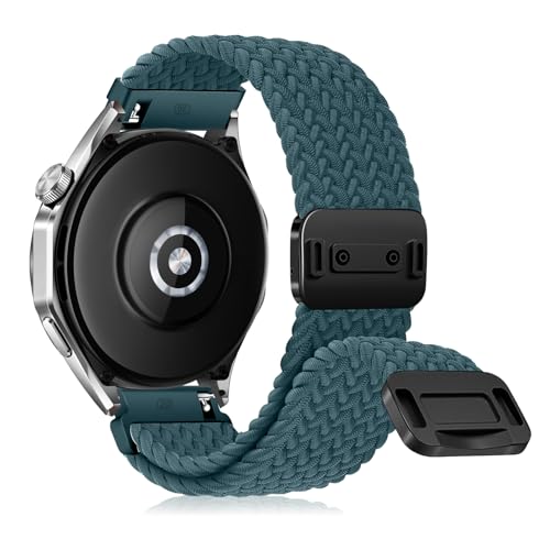 RanBluu 20 mm 22 mm Nylon Armband, Geflochten Ersatzarmband, Elastisches Uhrenarmband mit Magnetisch Verschluss (20 mm, Hellgrün) von RanBluu