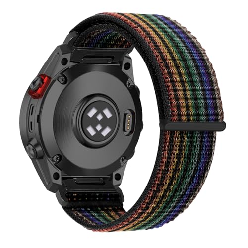 RanBluu QuickFit 26 mm Nylon Armband für Garmin Tactix 8 51mm/fēnix 8 51mm/Enduro 3/Fenix 7X/Fenix 6X, Klettverschluss Ersatzarmband, Sport Loop Armbänder für Garmin Descent Mk3i, Schwarz&Regenbogen RanBluu QuickFit 26 mm Nylon Armband für Garmin Tactix 8 51mm/fēnix 8 51mm/Enduro 3/Fenix 7X/Fenix 6X, Klettverschluss Ersatzarmband, Sport Loop Armbänder für Garmin Descent Mk3i, Schwarz&Regenbogen von RanBluu