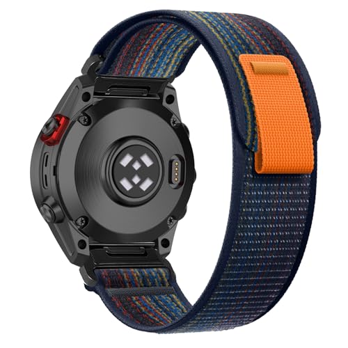 RanBluu QuickFit 26 mm Nylon Armband für Garmin Tactix 8 51mm/fēnix 8 51 mm/Enduro 3/Fenix 7X/7X Pro, Klettverschluss Armbänder, Sport Loop Ersatzarmband für Garmin Descent Mk3i, Buntes&Blau RanBluu QuickFit 26 mm Nylon Armband für Garmin Tactix 8 51mm/fēnix 8 51 mm/Enduro 3/Fenix 7X/7X Pro, Klettverschluss Armbänder, Sport Loop Ersatzarmband für Garmin Descent Mk3i, Buntes&Blau von RanBluu