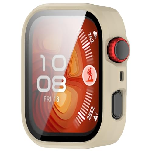 RanTuo Hülle Kompatibel mit Huawei Watch Fit 4 Pro, Hart-PC + Gehärtete Bildschirmfolie Integriert, Staubdicht, Uhren Schutzhülle Kompatibel mit Huawei Watch Fit 4 Pro.(Elfenbein) von RanTuo