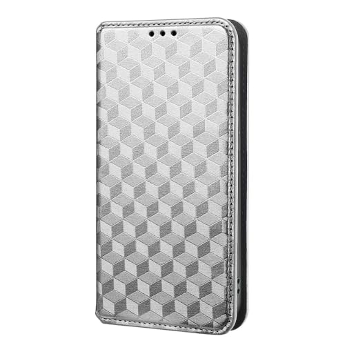 RanTuo Hülle Kompatibel mit Itel City 100, mit Kartensteckplatz, TPU+PU-Leder, mit Ständer, Flip-Schutzhülle Kompatibel mit Itel City 100.(Silber) von RanTuo