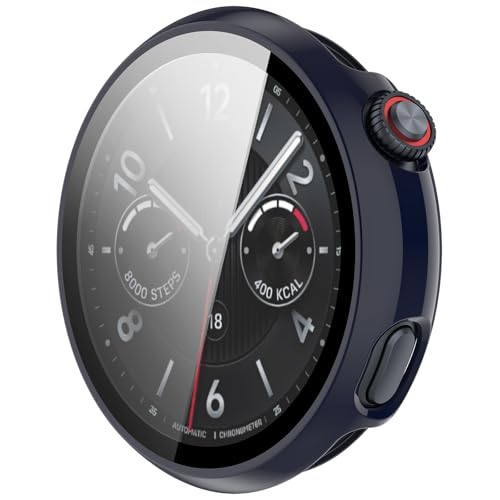 RanTuo Hülle Kompatibel mit vivo Watch 5, Hart-PC + Gehärtete Bildschirmfolie Integriert, Staubdicht, Uhren Schutzhülle Kompatibel mit vivo Watch 5.(Tintenblau) von RanTuo