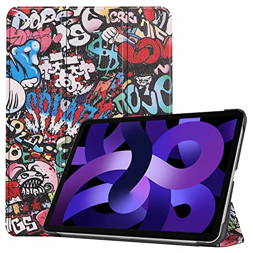 RanTuo Tablethülle für iPad Air 6 2024, PU-Aufkleberleder, Dünn, Staubdicht, Fallfeste Tablet-Hülle für iPad Air 6 2024.(Graffiti) von RanTuo