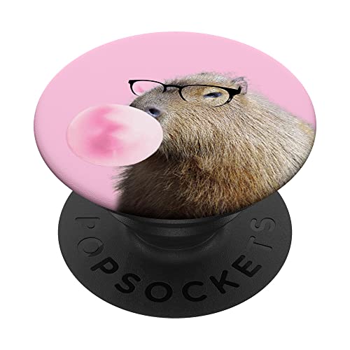 Capybara Kaugummi mit Brille, Pink PopSockets mit austauschbarem PopGrip von Random Galaxy