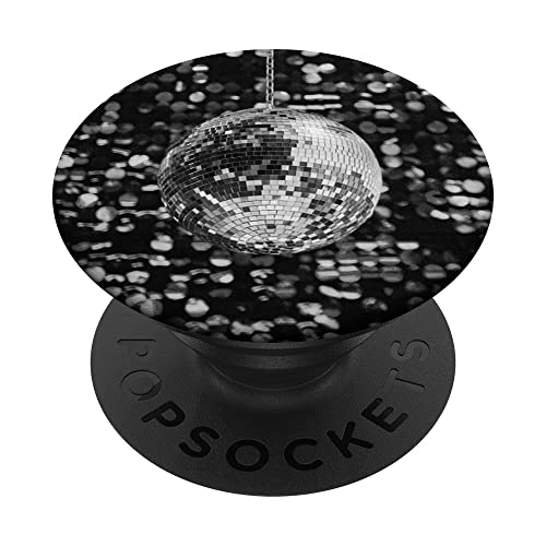 Discokugel im Retro-Stil, Schwarz / Weiß PopSockets mit austauschbarem PopGrip von Random Galaxy