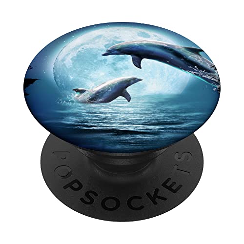 Moon Delphin Space Delfine Schwimmen PopSockets mit austauschbarem PopGrip von Random Galaxy
