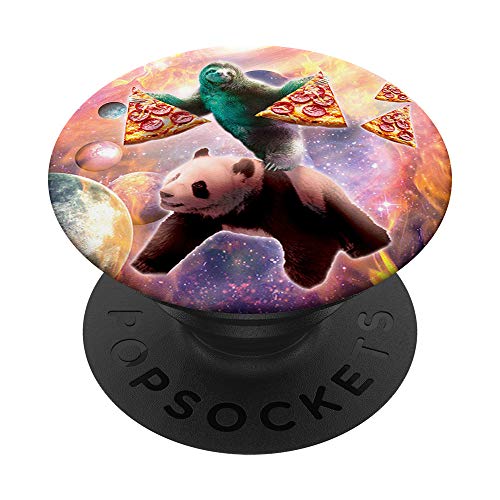 Space Faultier mit Pizza auf Panda PopSockets mit austauschbarem PopGrip von Random Galaxy