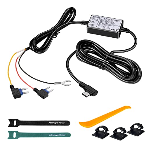 Range Tour Dashcam Hardwire Kit, USB-C 12V-24V bis 5V Harter Draht Auto Ladegerät Kabelsatz Sicherung Kit für Dash Kameras GPS, aktiviert den Parkmodus und den Niederspannungsschutz von Range Tour