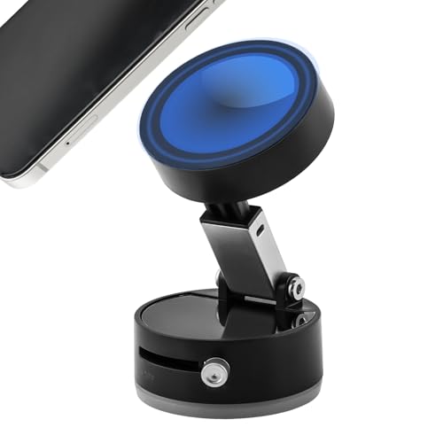 Magnetische Handyhalterung mit Saugnapf, verstellbare Freisprechfunktion, Vakuum-Magnet-Handyhalterung für Auto/glatte Oberfläche/Reisen/Fitnessstudio/Spiegel (Farbe: Schwarz) von Ranjaner