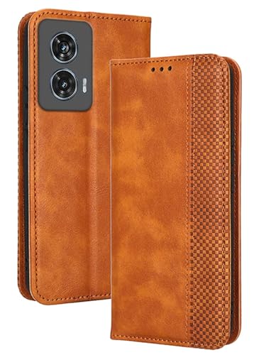 RankOne Brieftaschen-Etui für Motorola Moto Edge 50 Fusion (6.7" Inches), Magnetische Flip-Lederhülle Braun von RankOne