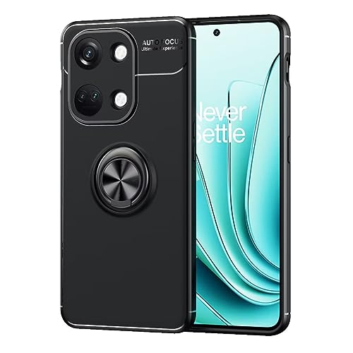 RankOne Handyhülle für OnePlus Nord 3 / OnePlus Ace 2V (6.74" Inches), Silikon mit Ringhalterung, Magnetische Autohalterung - Schwarz von RankOne