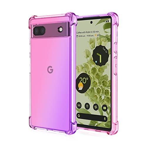 RankOne Hülle Geeignet für Google Pixel 7A (6.1" Inches) Transparente TPU Silikon Farbverlauf Color Case - Pink Lila von RankOne