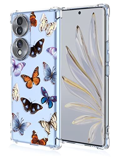 RankOne Hülle Geeignet für Honor 70 5G (6.67" Inches) Transparente TPU Silikon Farbzeichnungsmuster Case - Schmetterling von RankOne