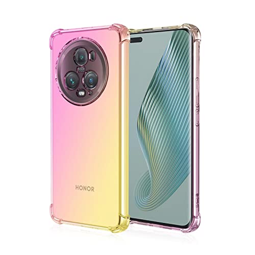RankOne Hülle Geeignet für Honor Magic5 Pro 5G (6.81" Inches) Transparente TPU Silikon Farbverlauf Color Case - Rosa Gold von RankOne