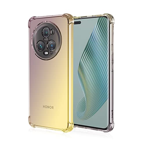 RankOne Hülle Geeignet für Honor Magic5 Pro 5G (6.81" Inches) Transparente TPU Silikon Farbverlauf Color Case - Schwarzes Gold von RankOne