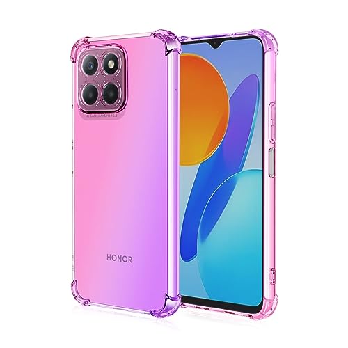 RankOne Hülle Geeignet für Honor X6a (6.56" Inches) Transparente TPU Silikon Farbverlauf Color Case - Pink Lila von RankOne