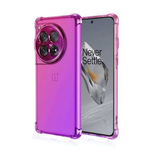 RankOne Hülle Geeignet für OnePlus 12 5G (6.82" Inches) Transparente TPU Silikon Farbverlauf Color Case - Pink Lila von RankOne