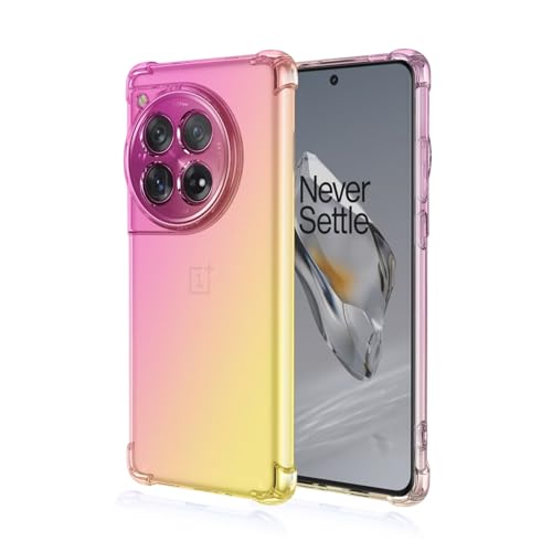 RankOne Hülle Geeignet für OnePlus 12 5G (6.82" Inches) Transparente TPU Silikon Farbverlauf Color Case - Rosa Gold von RankOne