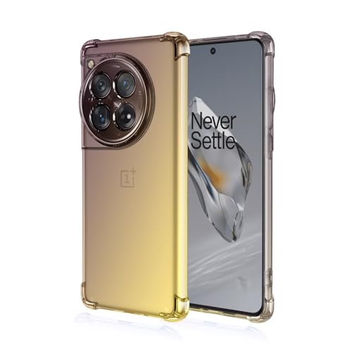 RankOne Hülle Geeignet für OnePlus 12 5G (6.82" Inches) Transparente TPU Silikon Farbverlauf Color Case - Schwarzes Gold von RankOne
