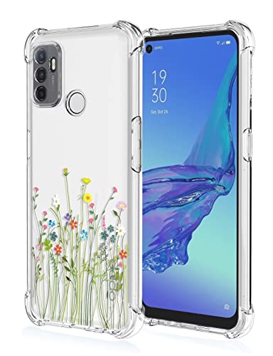 RankOne Hülle Geeignet für Oppo A53 / Oppo A53s (6.5" Inches) Transparente TPU Silikon Farbzeichnungsmuster Case - Blumen 11 von RankOne